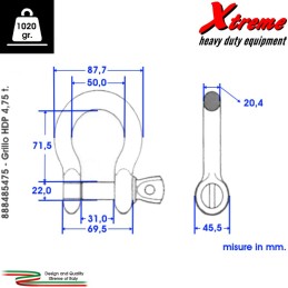 Grillo ad Omega 3/4" in acciaio speciale HD 6:1 - 4,75 t. nominali / 28,50 t. max | Topgear.it