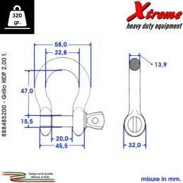 Grillo ad Omega 1/2" in acciaio speciale HD 6:1 - 2,00 t. nominali / 12,00 t. max | Topgear.it