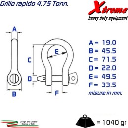 Grillo ad Omega 3/4" in acciaio speciale HD 6:1 - 4,75 t. nominali / 28,50 t. max / con Innesto Rapido | TOPGEAR.IT