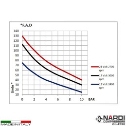 Compressore aria 12V Nardi Esprit  3T 180 l/m con serbatoio aria 3 ...