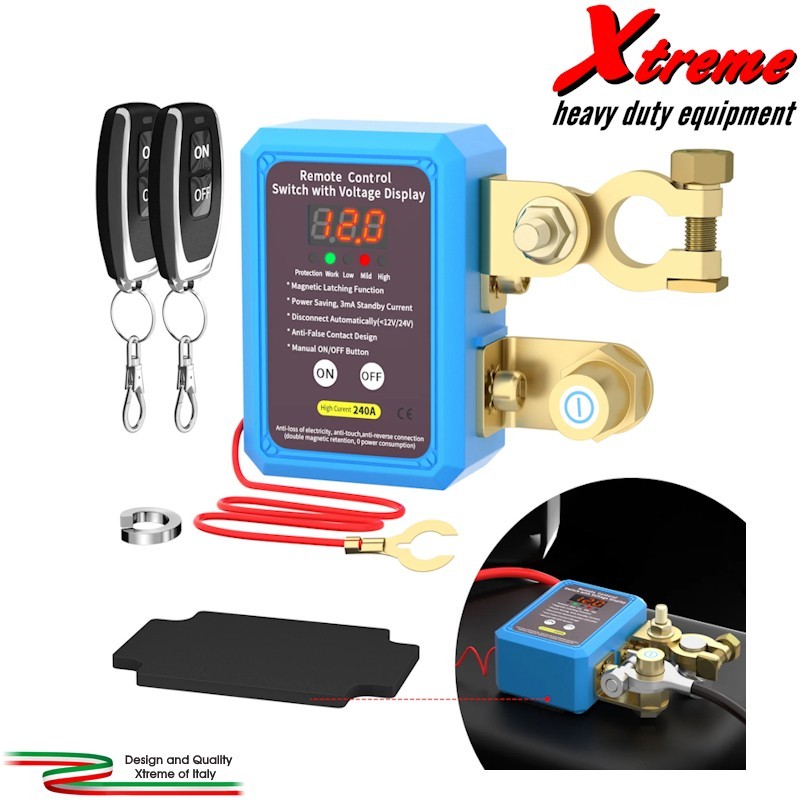 Stacca batteria con telecomando 12V/24V 240A con voltmetro LED | TOPGEAR.IT