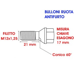 Bulloni ruota antifurto serie HC - Conici M12x1,25 | Topgear.it