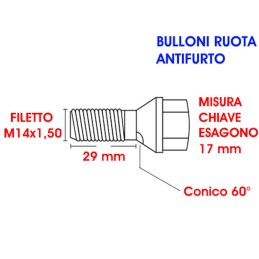 Bulloni ruota antifurto serie Z2 - Conici M14x1,50 | Topgear.it