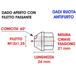 Dadi ruota antifurto serie S4 - Conici aperti M12x1,25 | Topgear.it